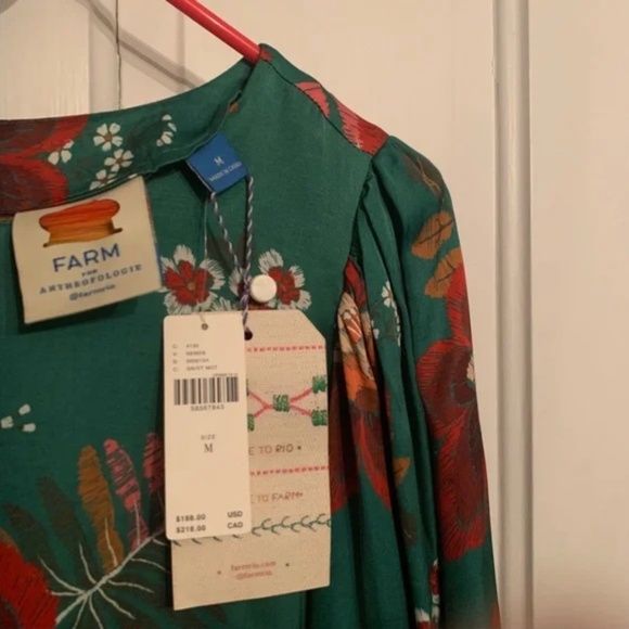 RARE! NWT FARM Rio x Anthropologie Marenko dress in green floral print Size M - Picture 2 of 5
